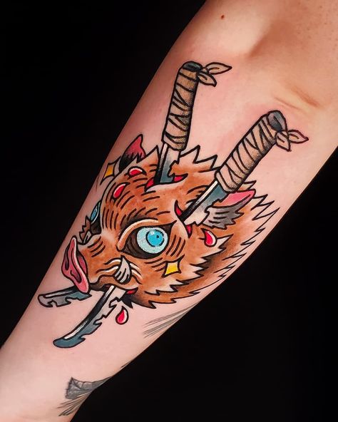 100+ Cool Demon Slayer (Kimetsu no Yaiba) Tattoos - Inked and Faded Demon Slayer Tattoo Ideas, Demon Slayer Tattoo, Slayer Tattoo, Traditional Tattoo Designs, One Piece Tattoos, Traditional Tattoo Sleeve, Witch Tattoo, Fire Tattoo, Traditional Tattoo Art