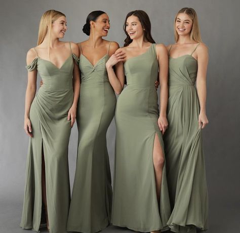 Bridesmaid Dresses Olive, Sage Green Wedding Bridesmaid, Shades Of Green Bridesmaid Dresses, Olive Green Formal Dress, Olive Bridesmaid Dresses, Olive Green Bridesmaid Dresses, Trendy Bridesmaids, Green Formal Dresses, Bridal Party Gowns