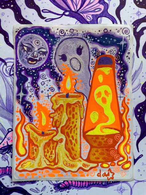 Spooky Night - Original Drawing | Hand drawn slap sticker Painting Ideas Journal, Painting Ideas On Canvas Posca Pens, Posca Pens Art Ideas Canvas, Dopamine Painting, Simple Posca Art, Posca Pen Drawings, Mailbox Painting Ideas, Acrylic Paint Pens Ideas, Paint Marker Ideas