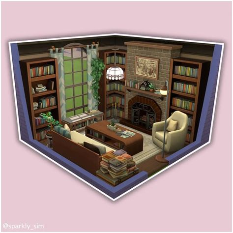 The Sims 4 | Home Library🔖☕(no CC) EA Gallery ID: SparklySim #thesims4 #ts4 #thesims #thesims4house #ts4build #thesims4build #showusyourbuilds #simstagram #simscommunity #simsaddict #sims #sims4 #somesimlishbuild #simsdecor Sims 4 Library Room, Sims4 Library, Sims 4 Library Ideas, Small Sims 4 Houses Layout, Sims 4 Library Build, Sims 4 Rooms Ideas, Sims 4 Interior Design Ideas No Cc, Sims 4 Library Cc, Sims 4 Office Ideas