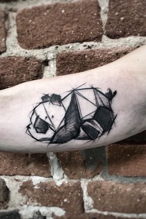 Geometric Shape Tattoo, Geometric Animal Tattoo, Origami Tattoo, Panda Tattoo, Shape Tattoo, Muster Tattoos, Geometric Animals, Pattern Tattoo, Tattoo Models