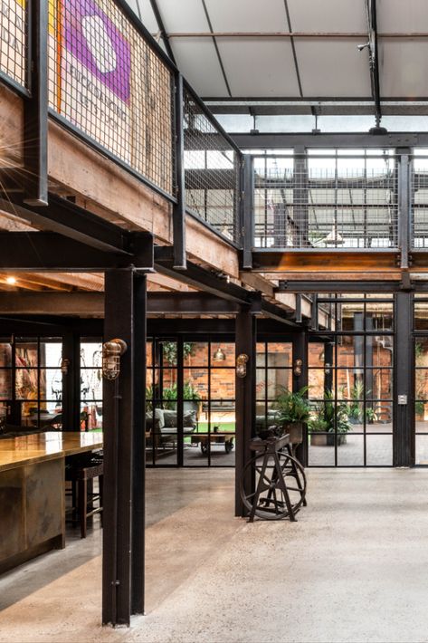 Warehouse Conversion Office, Adaptive Reuse Factory, Adaptive Reuse Office, Warehouse Renovation Architecture, Modern Warehouse Interior, Industrial Architecture Factories, Warehouse Home Converted, Warehouse Design Architecture, Modern Warehouse Design