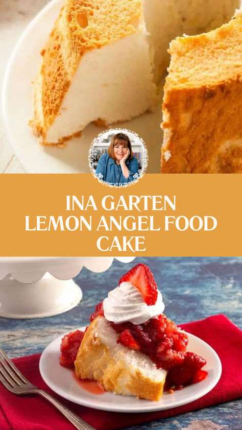 Ina Garten Lemon Angel Food Cake Lemon Angel Food Cake Recipes, Layered Angel Food Cake, Angel Food Cake Cupcakes, Angel Food Cake Recipes, Lemon Angel Food Cake, Angel Food Cupcakes, Angel Food Cake Desserts, Cafe Recipes, Special Dishes