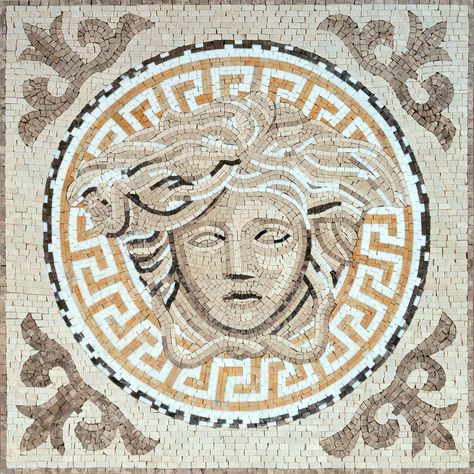 Greco Roman Mosaic Versace Medusa Art Tile Floor Wall Tabletop | eBay Roman Mosaic Art, Mosaic Square, Mosaic Floor Tiles, Mosaic Rugs, Medusa Art, Roman Mosaic, Greco Roman, Mosaic Tile Art, Mosaic Murals