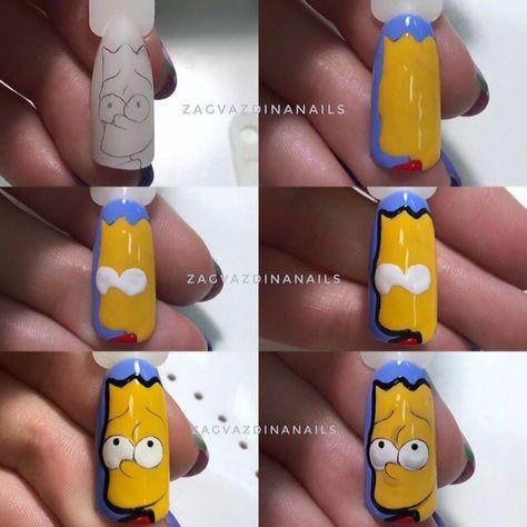 Nail Art Dessin, Cartoon Nail Designs, Nail Drawing, Nail Art Techniques, Nail Art Disney, Nails Design With Rhinestones, Disney Nails, Diy Bracelet Designs, Gem Nails