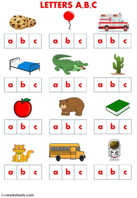 Vocabulary interactive and downloadable worksheet. You can do the exercises online or download the worksheet as pdf. Letter Abc Worksheet, Junior Kg Worksheets English, Abc Worksheets Preschool, Kindergarten Math Worksheets Addition, Letters Worksheets, Body Parts Preschool, Kindergarten Phonics Worksheets, English Worksheets For Kindergarten, Abc Worksheets