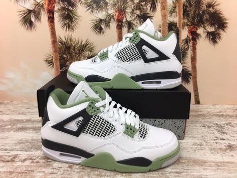 Jordan 4 Olive Green, Jordan 4 Seafoam, Sneaker Website, Jordan 4’s, Best Basketball Shoes, Nike Airforce 1, Nike Retro, Jordan Shoes Retro, Air Jordan 4 Retro