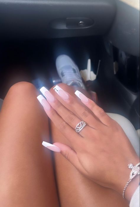 Nails Acrylic Initial, S Initial, French Tip Acrylic Nails, Acrylic Nails Designs, Short Acrylic Nails Designs, Pink Acrylic, Pink Acrylic Nails, Short Acrylic, Acrylic Nails Coffin