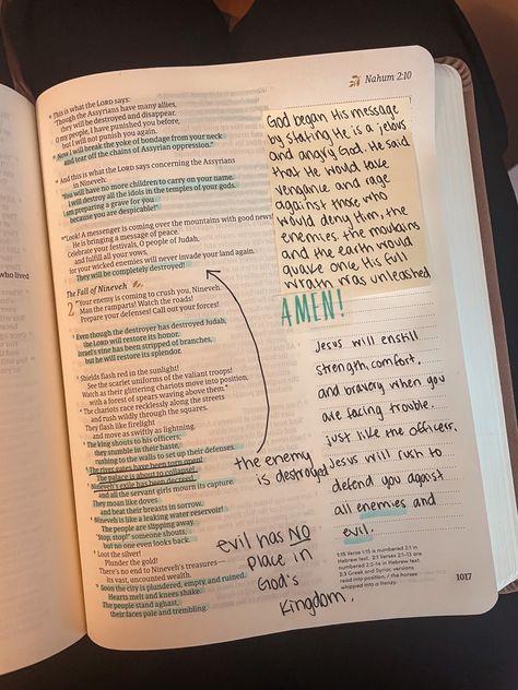 Nahum Bible Journaling, Messy Bible, Journal Bible Quotes, Bible Studying, Inspire Bible, Esv Bible, Notes Aesthetic, Journal Bible, Study Notebook