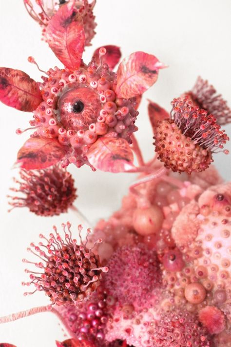 Pink Biotope, (detail), Amy Gross Seulgi Kwon, Amy Gross, Fiber Sculpture, Fibre And Fabric, Colossal Art, Reading Art, The Natural World, Sculpture Installation, Soft Sculpture