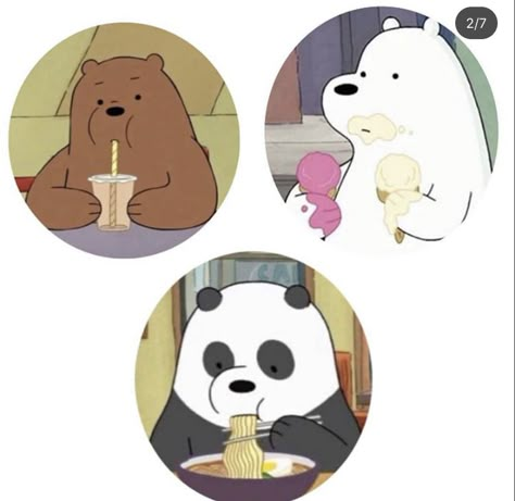 Pfp We Bare Bears, Were Bear, Three Matching Pfp, Pfps Trio, Trio Pfps, Pictures For Friends, Trio Matching, Bff Matching, Best Friends Cartoon