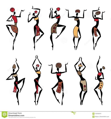 Dance Illustration, Yoga Kunst, Living Sculpture, Dancing Woman, African Women Art, طابع بريدي, African Paintings, Afrique Art, African Wall Art