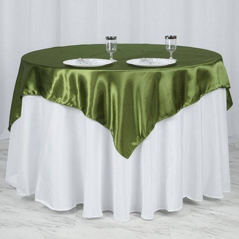 Willow Green, Table Overlays, Green Square, Square Tablecloth, Party Table Decorations, Satin Color, Wedding Catering, Square Tables, Green Satin