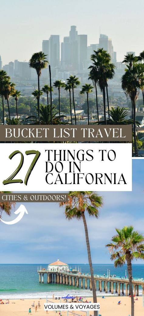 From iconic landmarks to hidden gems, this list uncovers 27 essential bucket list experiences in California. Get ready to be captivated by the Golden State's magic! #BucketListAdventures #TravelCalifornia California Places To Visit, Things To Do In California, California Bucket List, California City, Bucket Lists, Iconic Landmarks, California Travel, Golden State, Travel Bucket List