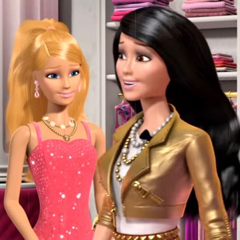 Barbie And Rochelle, Barbie Litdh, Cartoon Baddies, Meme Base, Black Wavy Hair, Wide Nose, Duo Halloween Costumes, Barbie Life, Best Duos