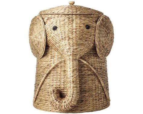 Collapsible, rolling, compartmentalized, and easy to carry. Your laundry day soulmate is right here! Laundry Room Hamper, Elephant Hamper, Bathroom Hampers, Elephant Basket, Elephant Hat, Tropical Nursery, Toy Storage Bins, Nursery Toys, Woven Wood