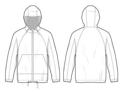 Tracksuit Template, Raglan Jacket, Running Hoodie, Technical Drawings, Free Business Card Mockup, A Jacket, Clothing Mockup, Business Card Maker, Back View