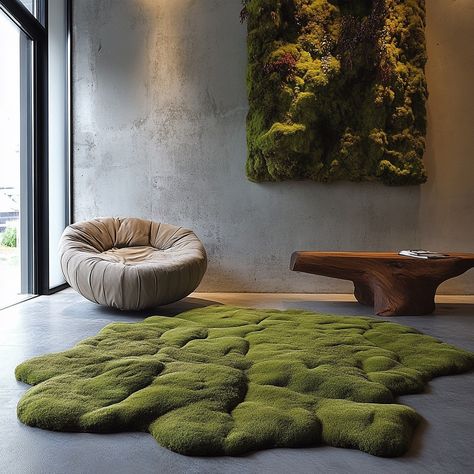 The Living Room Moss Rug is a unique and eco-friendly addition to your home, bringing the tranquility of nature indoors. Crafted to mimic the lush texture and appearance of real moss, this rug offers a soft, cushioned surface that’s both comfortable underfoot and visually soothing. Made from sustainable materials, its deep green tones and intricate detailing evoke the peaceful ambiance of a forest floor, creating a calming oasis in your living space. The Living Room Moss Rug is not only a bea... Forest Rug, Industrial Boho, Moss Rug, Forest Floor, Nature Indoors, Green Tones, Sustainable Materials, Deep Green, Rug Making