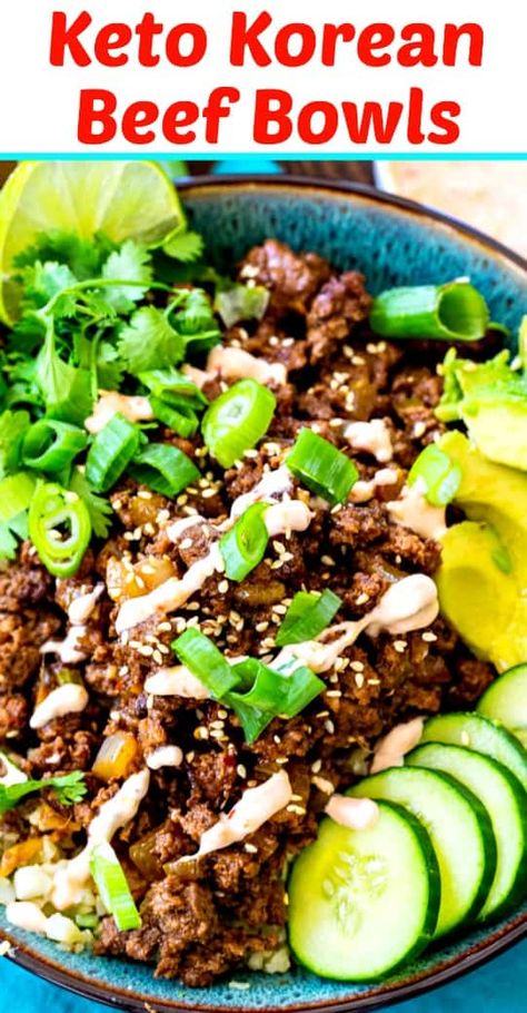 Keto Korean Beef, Keto Korean, Korean Beef Bowl, Low Carb Low Fat Recipes, Keto Beef Recipes, Beef Bowls, Boiled Egg Diet Plan, Korean Beef, Boiled Egg Diet