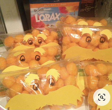 Lorax Party Food, Lorax 2nd Birthday Party, The Lorax Food Ideas, Seuss Snacks, Lorax Themed Snacks, Dr Seuss Treats, The Lorax Snacks, Dr Seuss Lorax, Dr Seuss Snacks