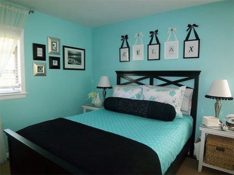 Mint Blue Room, Teal Room Decor, Blue Bedroom Colors, Teal Bedroom Decor, Girls Bedroom Paint, Teal Rooms, Blue Room Decor, Bedroom Turquoise, Black Bedroom Design