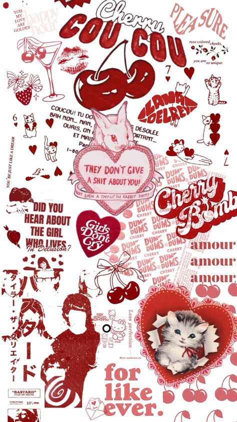 #love #lovecore #pink #red #wallpaper #movies #tv #valentines #hellokitty #cherry #amour #trendy #preppy #lanadelrey #hearts #cats #aesthetic #graphicdesignismypassion #cupid Pink Red Wallpaper, Bisexual Wallpaper Iphone Aesthetic, Wallpaper Movies, Really Cool Wallpapers, Red Y2k, Future Wallpaper, Collage Book, Cats Aesthetic, Love And Co