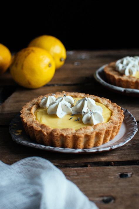 lemon lavender tarts — the farmer's daughter | let's bake something Lemon Sweets, Baking Lessons, Lavender Shortbread, Lemon Tarts, Lemon Tart Recipe, Mini Tart Pans, Bake Something, Culinary Lavender, Mini Tart