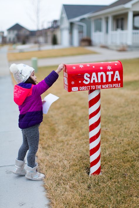 Mailboxes Ideas, Santa Mailbox, Santa North Pole, Custom Mailboxes, Office Decorations, Candy Cane Stripes, Office Christmas Decorations, White Candy, Santa Sleigh