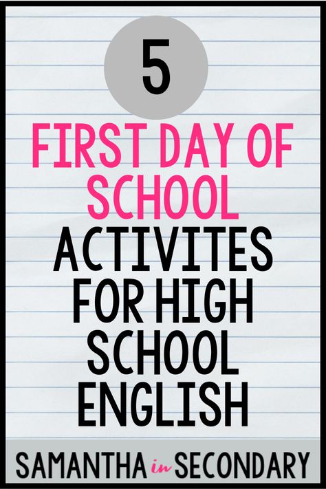 5 first day of school activities for high school ELA High School Beginning Of Year Activities, First Day Of School Writing Activities, High School Ela First Day Activities, Ela First Day Of School Activities, 8th Grade First Day Of School Activities, Fun First Day Of School Activities High School, First Day Of School Activities 8th Grade Ela, Secondary Ela Activities, First Week Of School High School