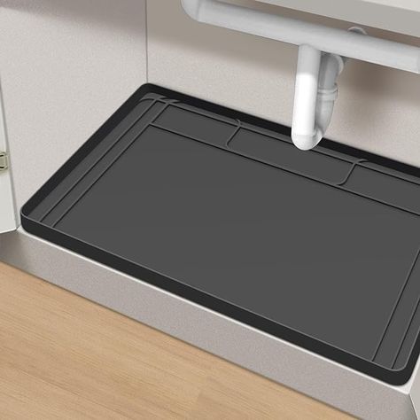 Amazon.com: Under Sink Mats for Kitchen Waterproof, 34" x 22" Undersink Mats for Bottom of Kitchen Bathroom Sink, Thick Under Sink Drip Tray for Leaks and Spills, Easy to Install, Clean and Customizable-Dark Gray: Home & Kitchen Under Kitchen Sink, Sink Tray, Sink Mats, Sink Cabinet, Drip Tray, Under Sink, Kitchen Cabinets In Bathroom, Store Organization, Bathroom Cabinets