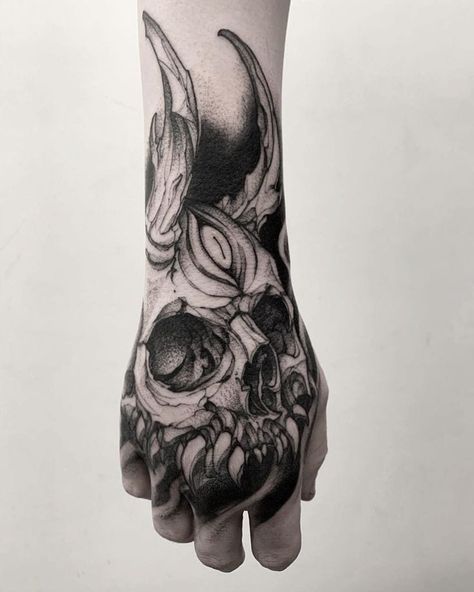 Dark Hand Tattoos For Men, Evil Hand Tattoo, Demon Hand Tattoo, Blackwork Hand Tattoo, Skull Tattoo Hand, Hand Tattoo Cover Up, Fist Tattoo, Feather Tattoo Meaning, Tattoo Design For Hand