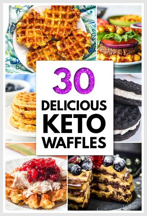 collage of keto waffle pictures with text Keto Dash Waffle Maker Recipes, Mini Dash Waffle Maker Recipes, Keto Waffle Maker Recipes, Mini Waffle Maker Recipes Easy, Savory Chaffles, Quick Clean Eating Recipes, Ketovore Diet, Savory Waffle Recipe, Stuffed Waffle