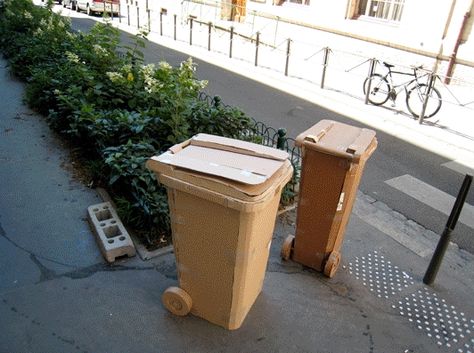 Cardboard bins  #Bin, #Cardboard, #Garbage Cardboard Kitchen, Cardboard Animals, Green House Design, Recycled Art Projects, Pallet Outdoor, Cardboard Art, Trash Bin, How To Remove Rust, Diy Cardboard