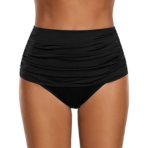 Rambling Women's High Waisted Swim Bottom Ruched Bikini Tankini Swimsuit Briefs Black Beachwear Plus Size, Ruched Tankini, High Waisted Swim Bottoms, Swim Pants, Tankini Swimsuit, High Waisted Swim, Summer Swim, Summer Swim Suits, Swimsuits High Waisted