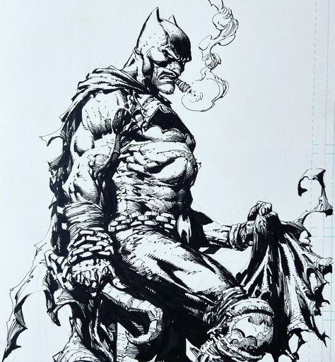 9,978 Likes, 165 Comments - David Finch (@dfinchartist) on Instagram: “Batman and Lobo mashup from tonight’s livestream. This was a blast!” David Finch Batman, Karl Kopinski, Simon Bisley, David Finch, Comic Book Drawing, Fantasy Figures, Graphic Novel Art, Comic Book Artwork, Batman Comic Art