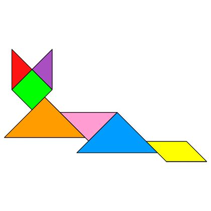 Tangram Cat lying Tangram Activities, Tangram Patterns, Kindergarten Math Worksheets Free, Tangram Puzzles, 2nd Grade Math Worksheets, Shapes Preschool, Baby Learning Activities, Math Time, Shapes Activities