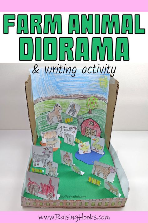 Farm Diorama Ideas For Kids, Animal Writing Activities, Animal Diorama, Farm Diorama, Farm Week, Animal Writing, Writing Printables, Farm Animal Crafts, Farm Books