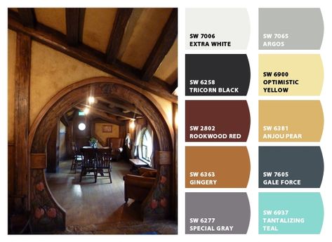 Instantly turn any picture into a palette with ColorSnap, created for you by Sherwin-Williams. Hobbit Hole Basement, Hobbit Study Room, Hobbit Hole Interior Aesthetic, Hobbit House Aesthetic Bedroom, Hobbit Interior Aesthetic, Hobbit Cottage Interior, Hobbit Inspired Home Decor, Hobbit Room Ideas, Hobbit Dining Room