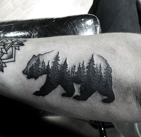 Bear With Forest Of Trees Guys Simple Outer Forearm Tattoo Designs Tattoo Finder, Tree Line Tattoo, Simple Tree Tattoo, Small Animal Tattoos, Tree Tattoo Forearm, Animal Tattoos For Men, Tree Tattoo Men, Tattoo Son, Outer Forearm Tattoo