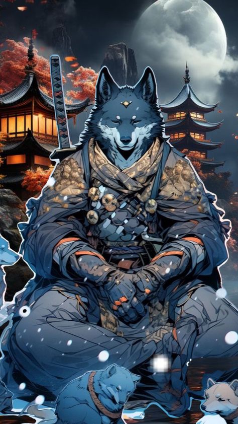 Wolf Samurai Wolf Samurai, Fantasy Wolf, Fantasy Art, Art Drawings, Drawings, Anime, Art