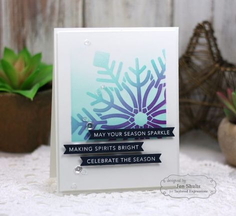 Fade Up, Snowflake Stencil, Cas Challenge, Glitter Gloss, Making Spirits Bright, Taylored Expressions, Inside Design, Monster Cookies, Card Stock