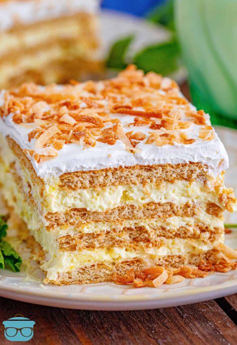 Coconut Icebox Cake - The Country Cook Coconut Icebox Cake, Refrigerator Desserts, Ice Box Cakes, Pan Desserts, Icebox Desserts, Ice Box Cake, Icebox Cakes, Icebox Cake Recipes, Box Cakes