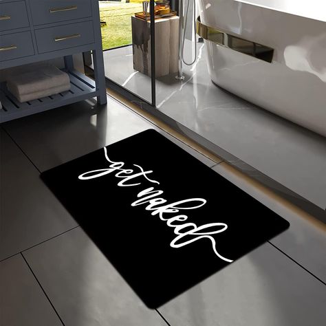 Modern Bathroon, Bathroom Decor Black And White, Amazon Bathroom Decor, Shower Room Decor, Aesthetic Bathroom Decor, Bathroom Decor Black, Bathroom Floor Mats, Bath Routine