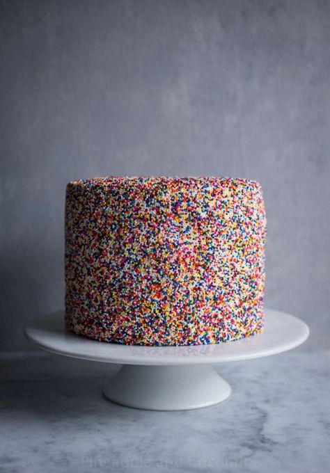 Best birthday cake recipe — with sprinkles                                                                                                                                                     More Best Birthday Cake Recipe, Cake With Sprinkles, New Years Eve Dessert, Sprinkles Recipe, Meringue Buttercream, Swiss Meringue, Swiss Meringue Buttercream, Sprinkle Cake, Buttercream Recipe