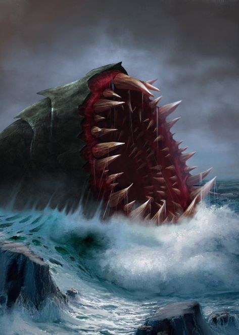 Charybdis is a sea monster in Greek mythology. Subsequent scholarship has suggested that it was based on a whirlpool in the Strait of Messina. Greek Mythical Creatures, Greek Monsters, Mythological Monsters, Beneath The Sea, Sea Monster, Dnd Monsters, Ancient Mythology, Roman Mythology, Fantasy Races