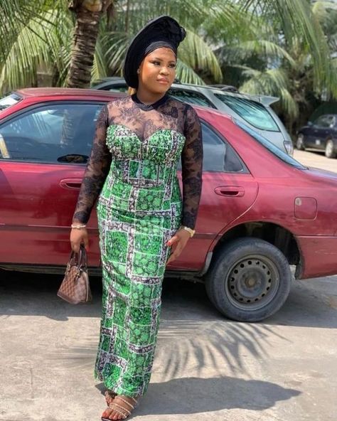 Ankara Gown Styles Ankara Styles With Lace Combination, Long Ankara Dress Styles Gowns, Ankara Long Gown, African Ladies, Ladies Choice, Stylish Naija, Ankara Long Gown Styles, Ankara Skirt And Blouse, Ankara Gowns