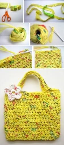 Crocheted Purses, Plastic Bag Crafts, Plastic Bag Crochet, Things To Sew, Recycled Plastic Bags, Tote Bag Tutorial, Recycled Projects, Crochet Bags Purses, Crochet Tote Bag