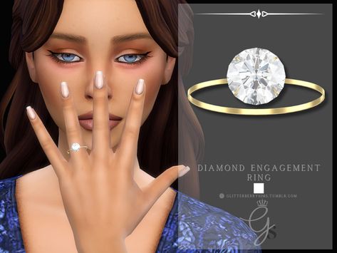 Sims Engagement Ring, Sims 4 Engagement Ring Cc, Female Sims, Round Cut Engagement Rings, Sims 4 Cc, Sims 4 Custom Content, Sims Cc, Engagement Ring Settings, Diamond Engagement Ring