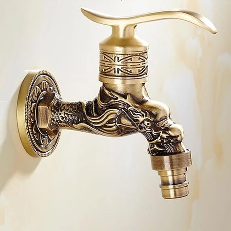 Antique Brass Faucet, Brass Tap, Faucet Design, Faucet Accessories, Kitchen Outdoor, Brass Faucet, Kitchen Fixtures, Antique Design, Shower Systems