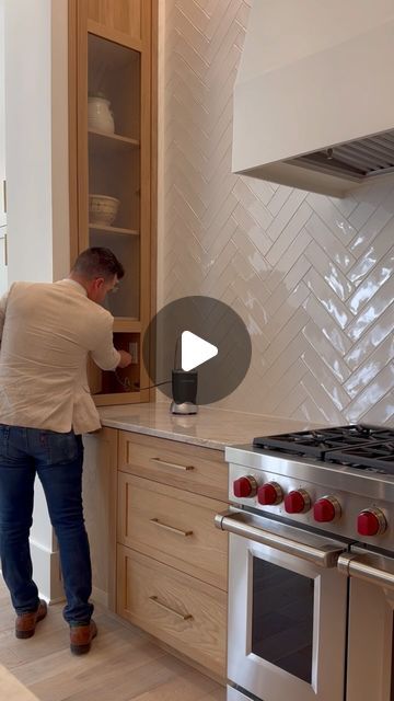 Jeff Taaffe on Instagram: "Hid outlets in the side cabinets with a reeded oak recessed panel for the times you need the appliances out.

Builder @reynoldsdevelopments" Kitchen Cabinet Side Panel Ideas, Cabinet Outlet, Side Cabinet, Dream Kitchen, Panel Siding, Backsplash, Countertops, Kitchen Cabinets, Furniture Design